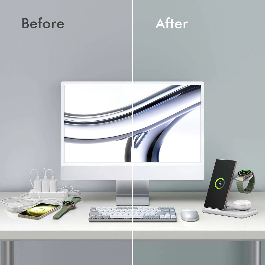 Foldable 3 in 1 Wireless Charger Stand for Samsung S25 S24 S23 S22 Galaxy Watch 8 7 6 5 4 3 Buds3 Pro/Buds Fast Charging Station